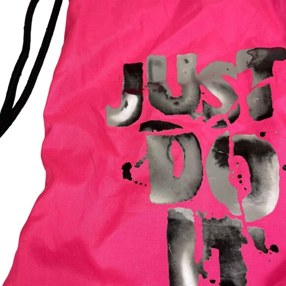 Nike Drawstring Bag Just Do It Backpack Hot Pink Black Graffiti Sling String - Picture 4 of 6